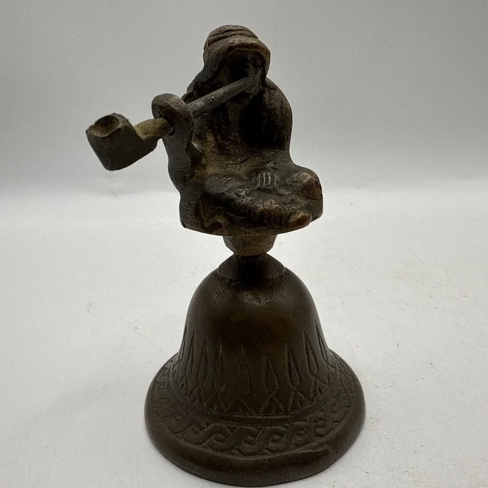 Vintage Antique Brass‎ Bell Monk Smoking Pipe RARE